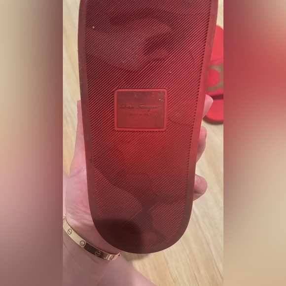 Salvatore Ferragamo Red Rubber Slides - Picture 5 of 7